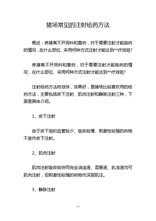 猪场常见的注射给药方法