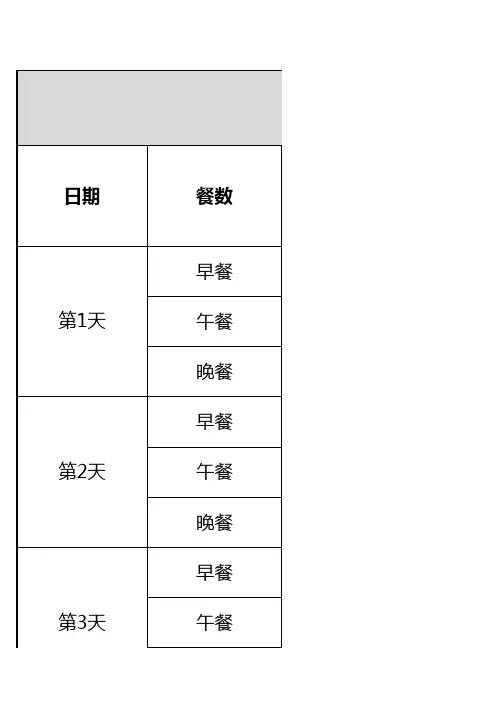 简版减肥食谱计划excel模版