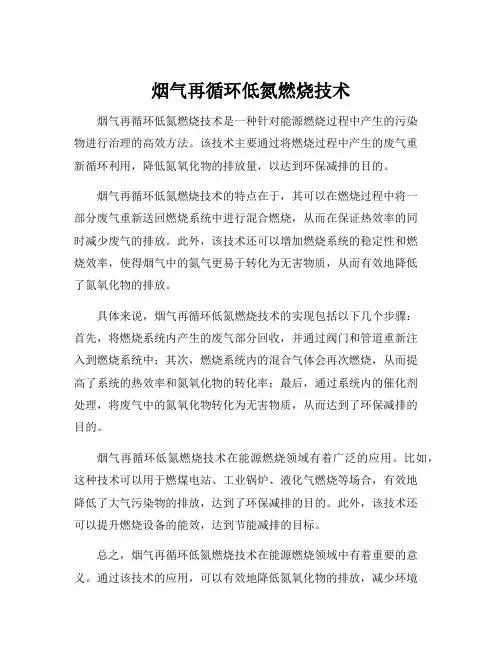 烟气再循环低氮燃烧技术