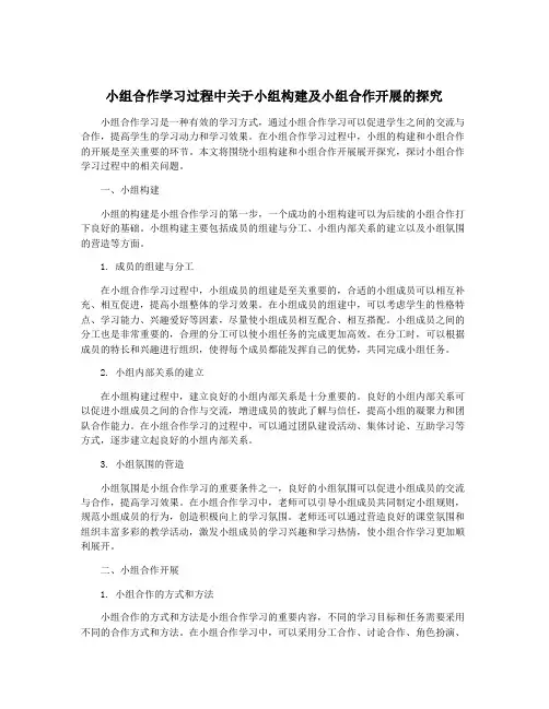 小组合作学习过程中关于小组构建及小组合作开展的探究