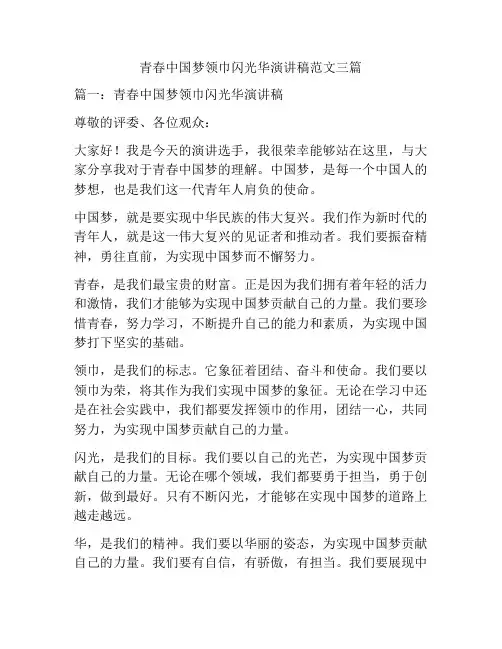 青春中国梦领巾闪光华演讲稿范文三篇