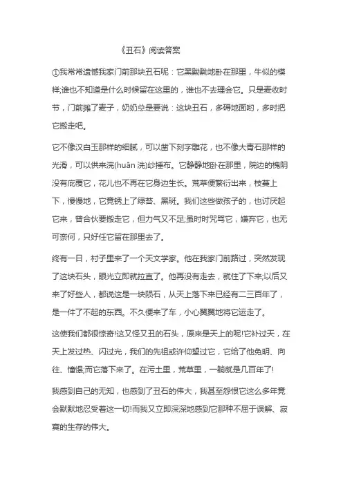 丑石阅读理解题及答案