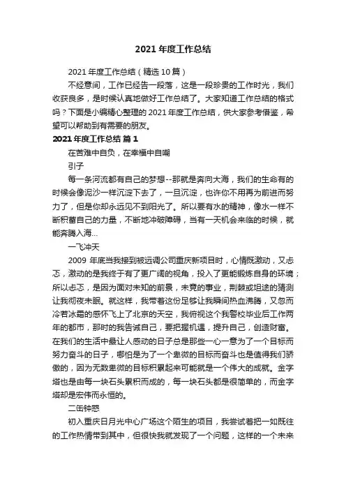 2021年度工作总结