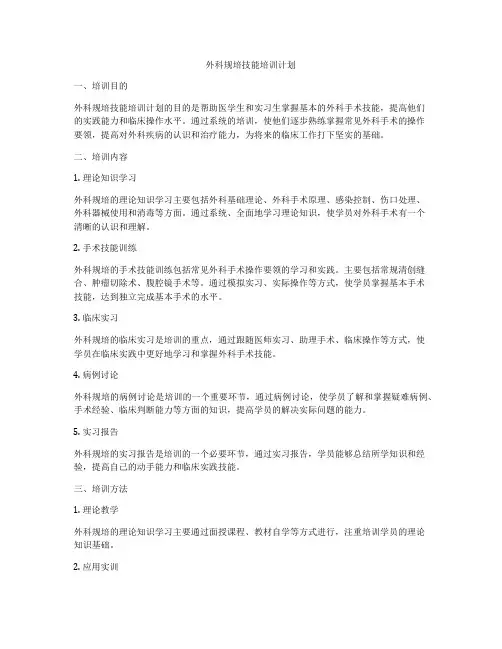 外科规培技能培训计划