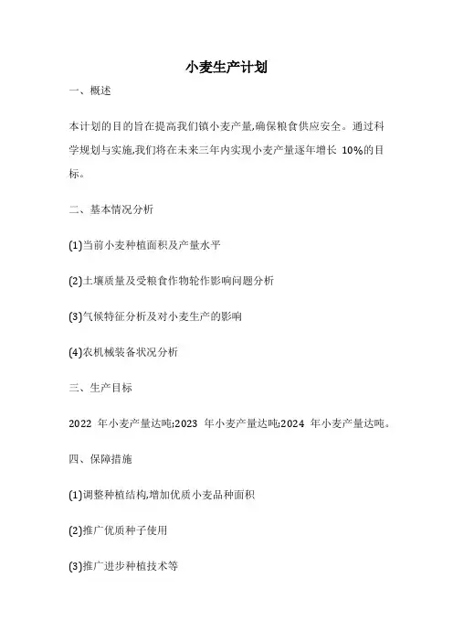 小麦生产计划