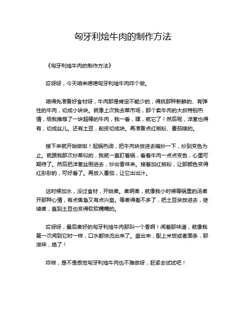 匈牙利烩牛肉的制作方法