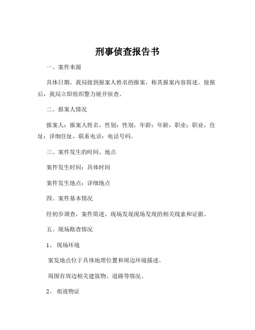 刑事侦查报告书