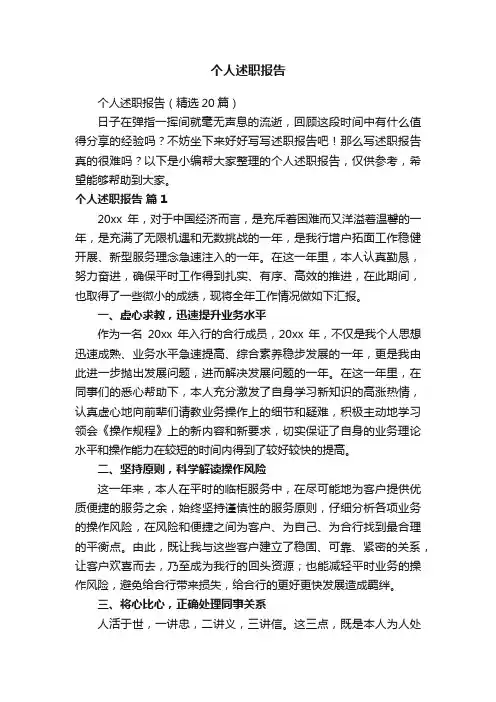 个人述职报告