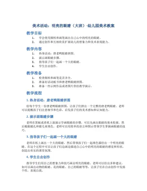 美术活动：明亮的眼睛(大班)-幼儿园美术教案