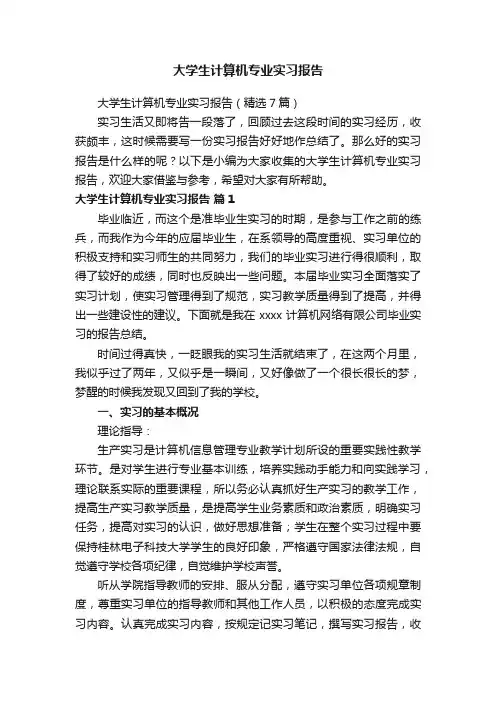 大学生计算机专业实习报告（精选7篇）