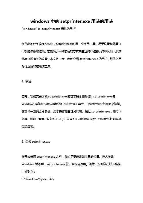windows中的setprinter.exe用法的用法