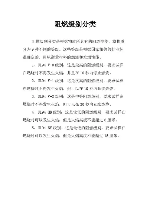 阻燃级别分类