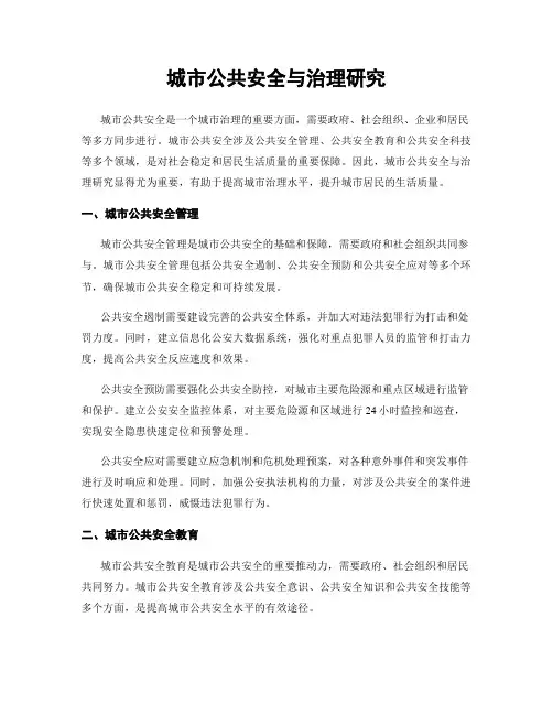 城市公共安全与治理研究