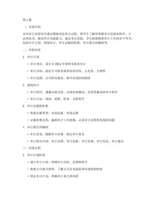 审计实验报告(3篇)