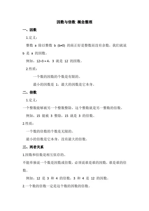 因数与倍数 概念整理