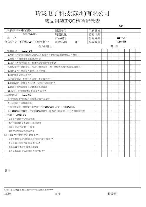 制造巡检表