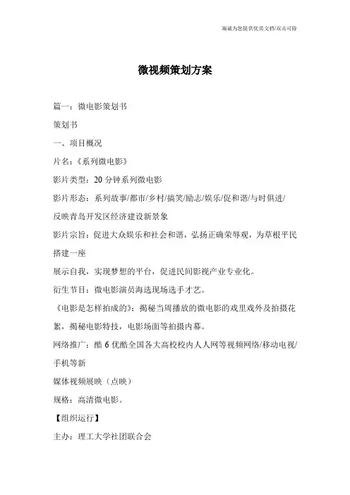 微视频策划方案