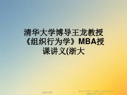 清华大学博导王龙教授《组织行为学》MBA授课讲义(浙大