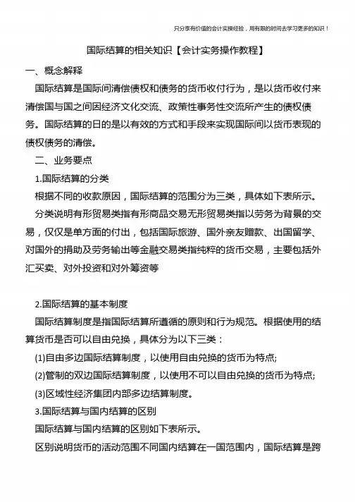 国际结算的相关知识【会计实务操作教程】