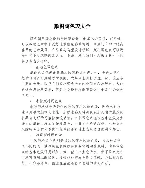 颜料调色表大全