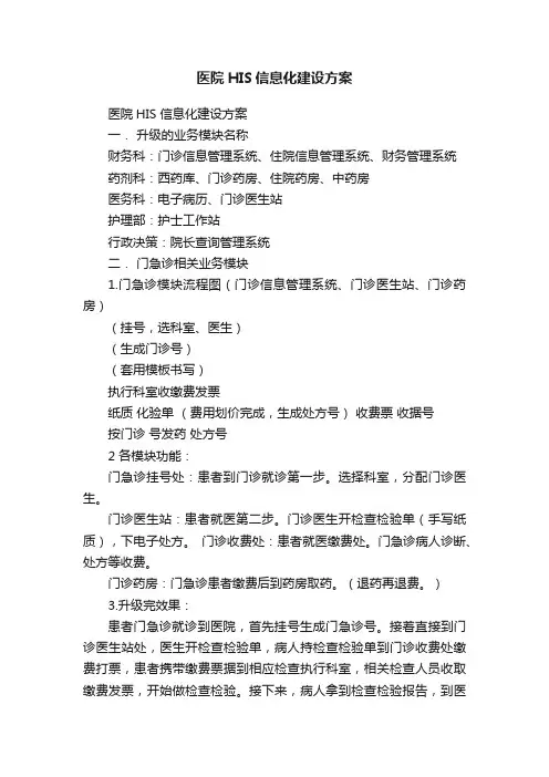 医院HIS信息化建设方案
