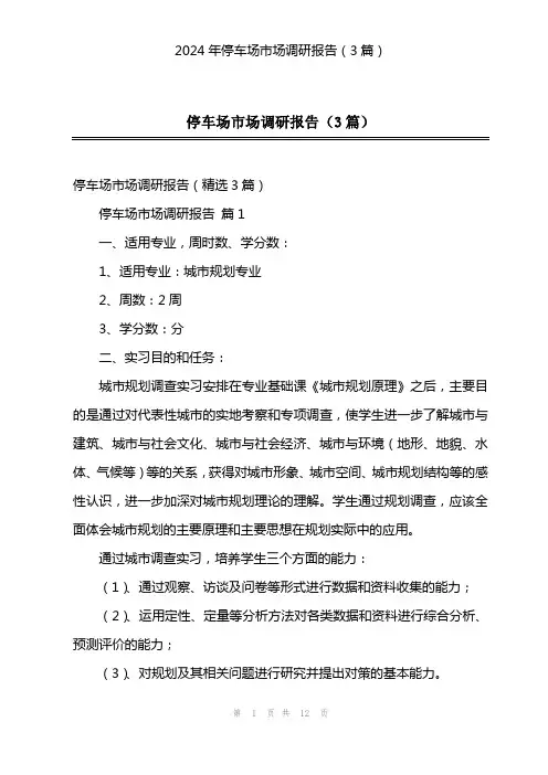 2024年停车场市场调研报告(3篇)
