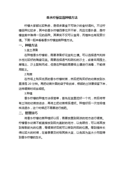 香水柠檬盆栽种植方法