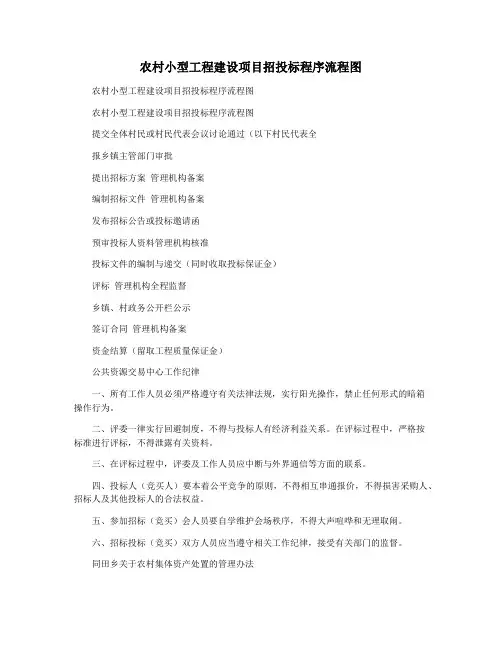 农村小型工程建设项目招投标程序流程图