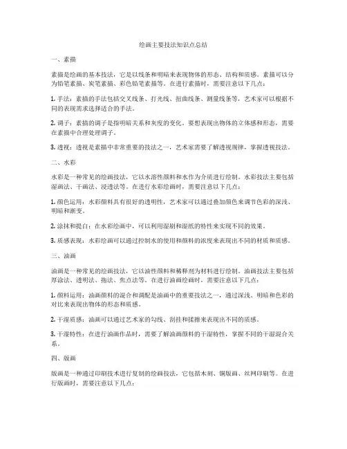 绘画主要技法知识点总结