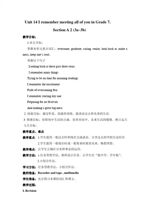 英语人教版九年级全册Unit 14 I remember meeti