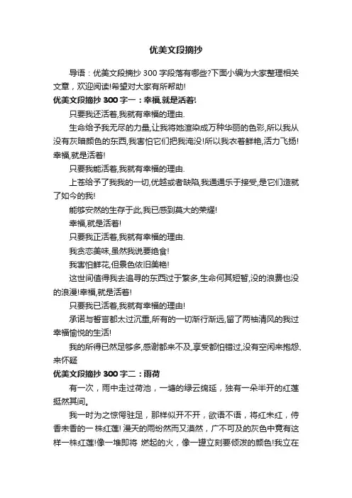 优美文段摘抄300字