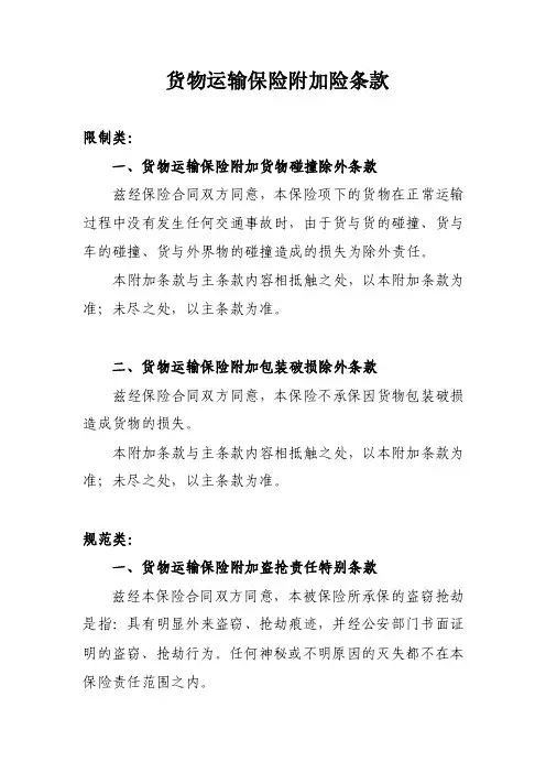货物运输保险附加险条款