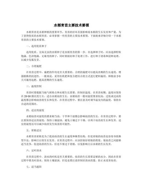 水稻育苗主要技术要领