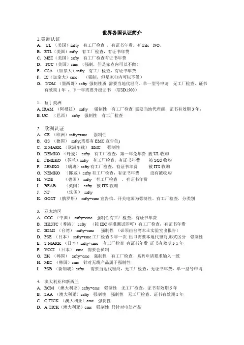 世界各国认证