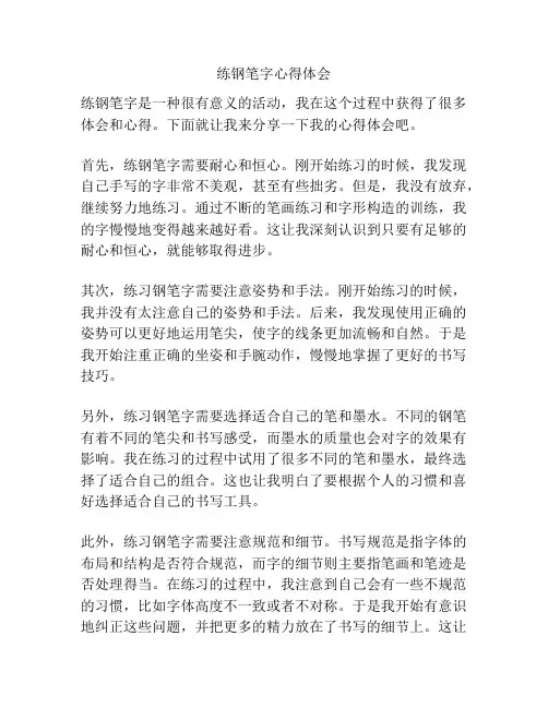 练钢笔字心得体会