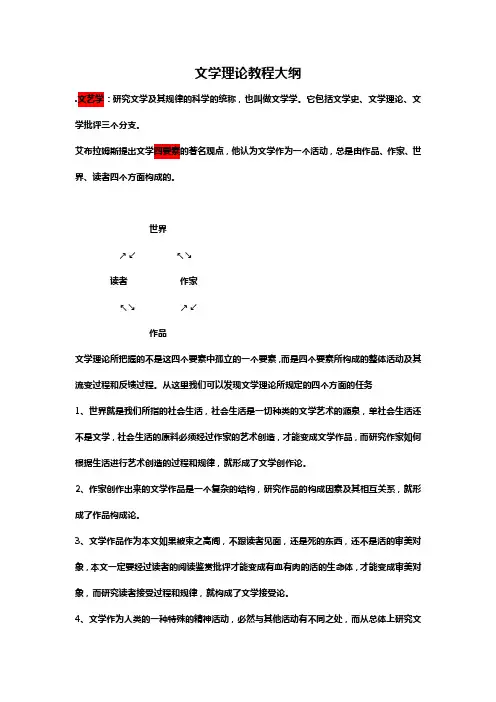 文学理论教程大纲
