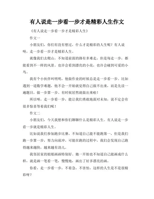 有人说走一步看一步才是精彩人生作文