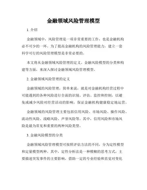 金融领域风险管理模型