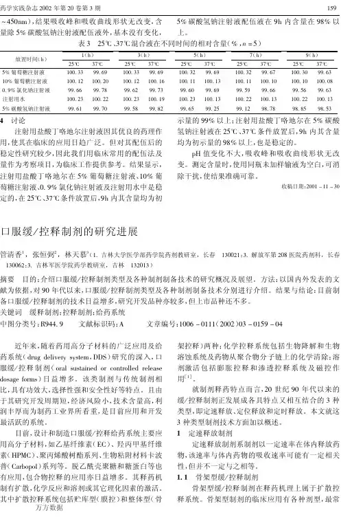 口服缓_控释制剂的研究进展
