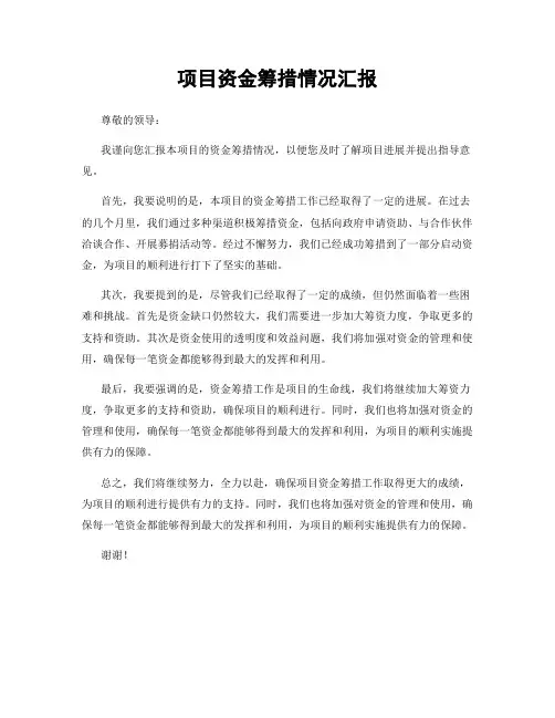 项目资金筹措情况汇报