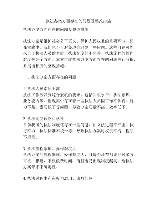 执法办案方面存在的问题及整改措施