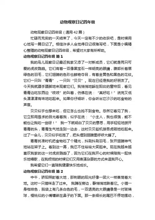 动物观察日记四年级（通用42篇）