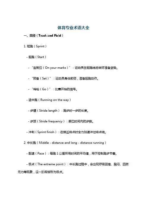 体育专业术语大全