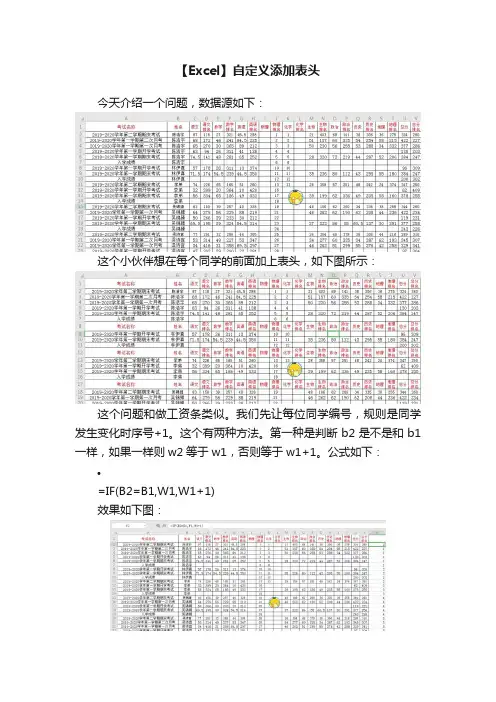 【Excel】自定义添加表头