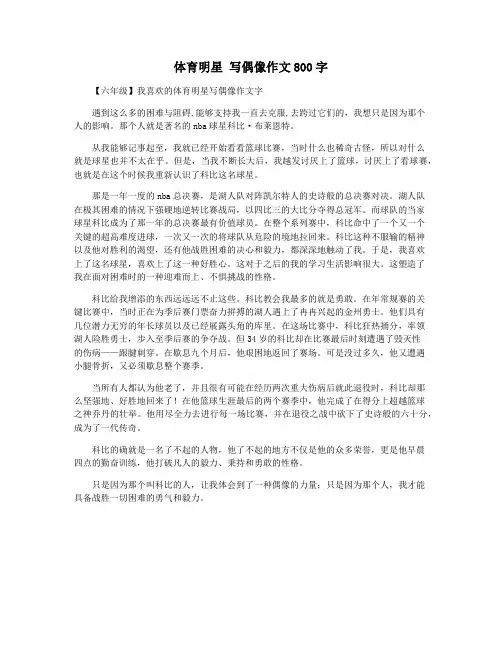 体育明星 写偶像作文800字