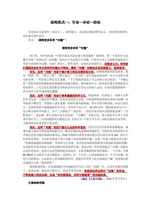 六种常用的议论文结构示例