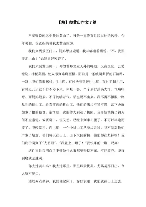 爬黄山作文7篇精选