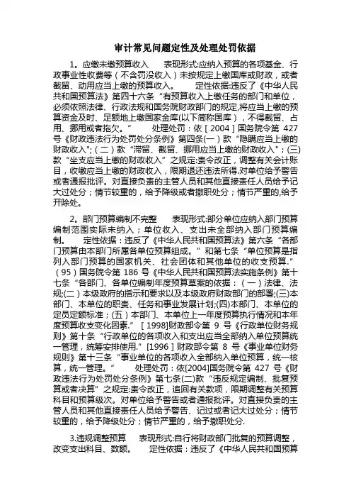审计常见问题定性及处理处罚依据94939