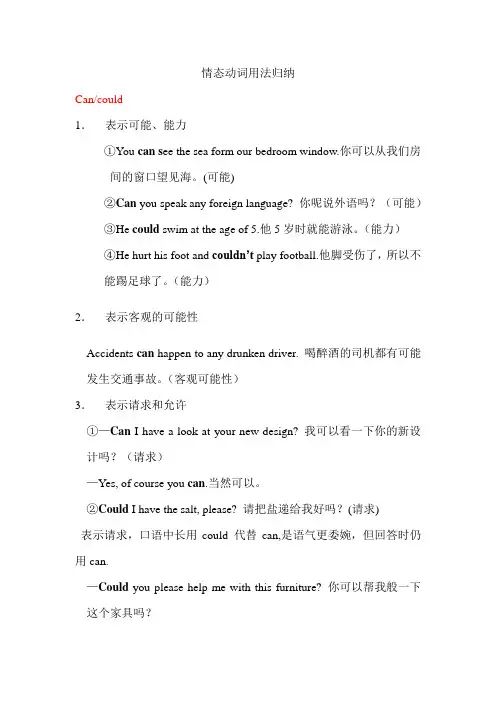 英语情态动词用法