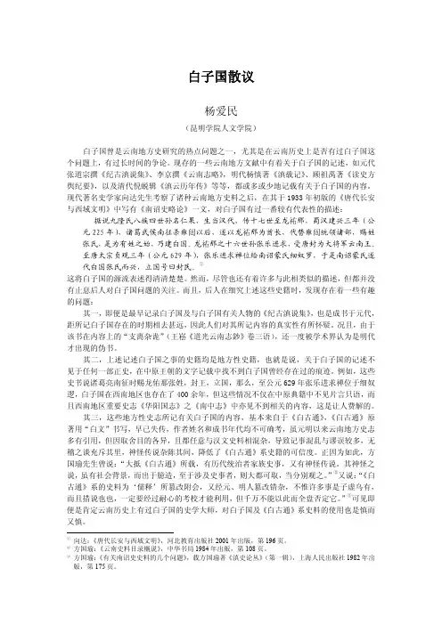 白子国散议（杨爱民）-西南学刊-昆明学院